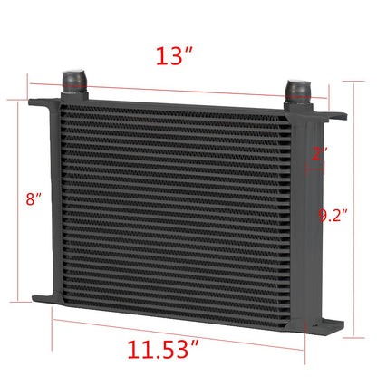 G-PLUS 28 Row AN10-10AN Universal Racing Aluminum Engine Transmission Oil Cooler Black