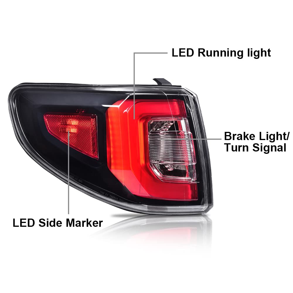 G-PLUS Tail Light Left and Right Outer Compatible with 2013 2014 2015 2016 GMC Acadia 2017 GMC Luces Traseras Rear Brake Lamps Assembly