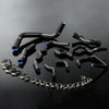 G-PLUS Silicone Radiator Hose Kit w/Clamps Compatible with Nissan Silvia 200SX 240SX S13 S14 S15 SR20DET (Black 10 PCS)