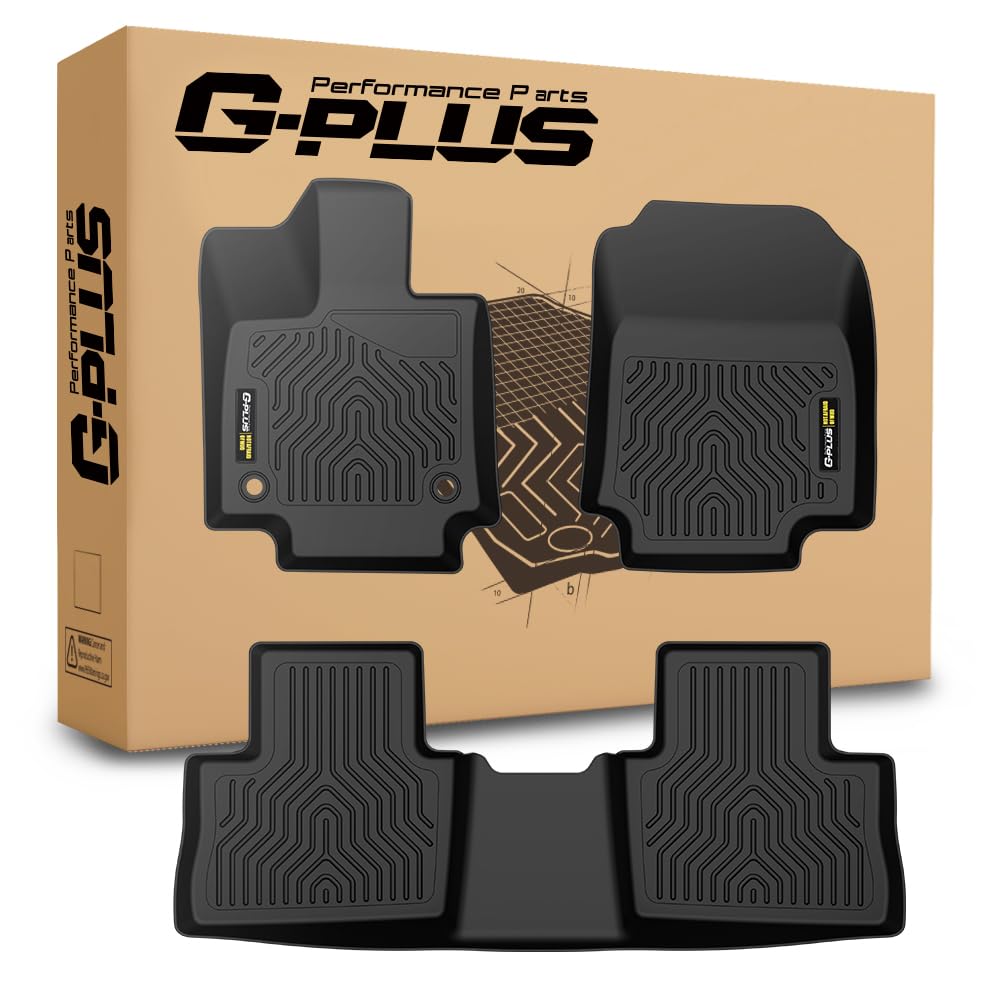 G-PLUS Floor Mats 3PCS, Fit for Toyota RAV4 2019-2024 2025 (Include Hybrid), All Weather Protection TPE Floor Liners,1st & 2nd Row Car Mats