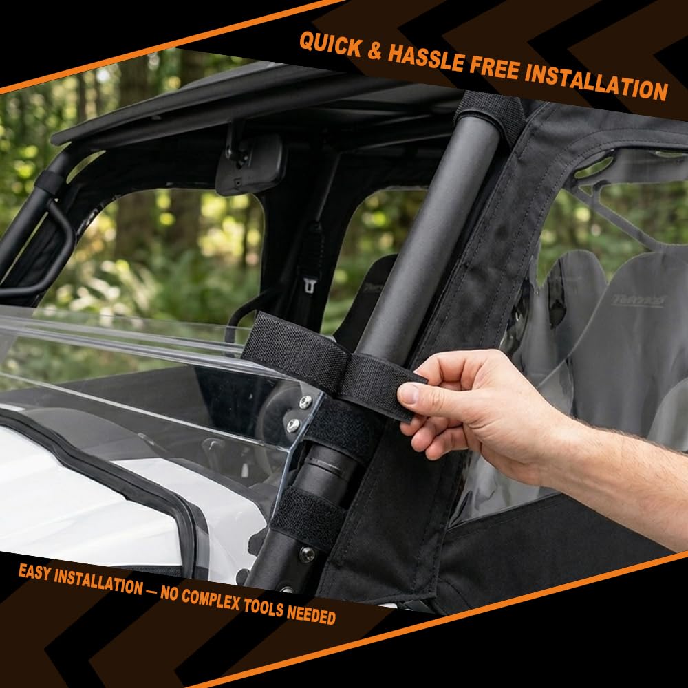 G-PLUS Soft Upper Doors Compatible with Kawasaki Teryx4 4 Seat UTV Models 2012-2022 Only Fit 4 Door Model 2PCS Black