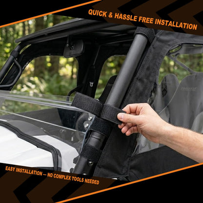 G-PLUS Soft Upper Doors Compatible with Kawasaki Teryx4 4 Seat UTV Models 2012-2022 Only Fit 4 Door Model 2PCS Black