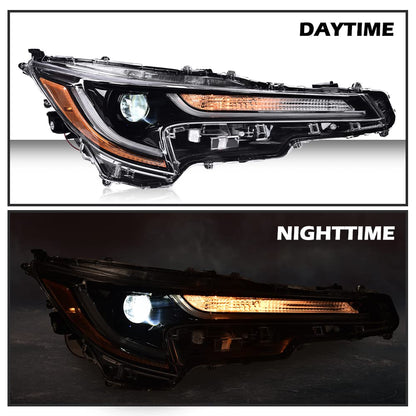 G-PLUS Headlight LED Compatible with Toyota Corolla L LE 2020 2021 DRL Right Passenger Side Headlamp Clear Lens Chrome Housing Amber Reflector Bumper Headlamps,faros delanteros