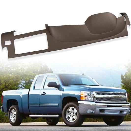 G-PLUS TPE Half Dash Cover Brown Compatible with 2007 2008 2009 2010 2011 2012 2013 Chevy Silverado (LS, LT, WT, Base) /2007 2008 2009 2010 2011 2012 2013 GMC Sierra (SL, SLE, WT, Base)