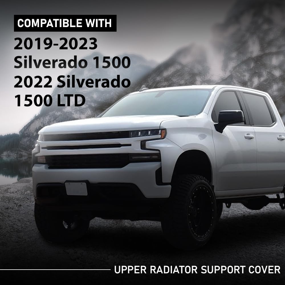 G-PLUS Upper Radiator Support Cover Compatible with Chevy Silverado 1500 2019-2023,Fit Chevy Silverado 1500 LTD 2022 Black