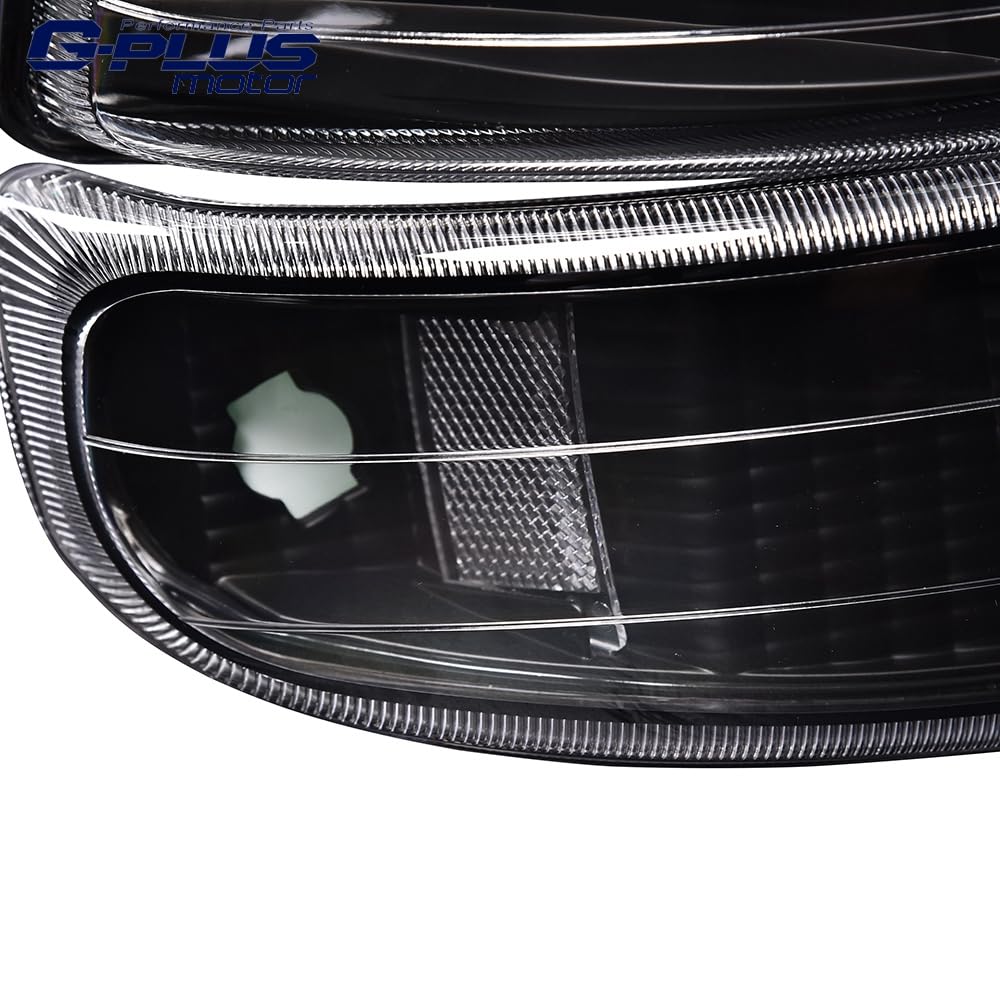 G-PLUS Headlight Assembly & LED 3rd Third Brake Light Compatible with Chevy Silverado GMC Sierra 1500 2500HD 3500 1999-2006 Chrome Housing Red & Clear Lens Black Housing Clear Reflector