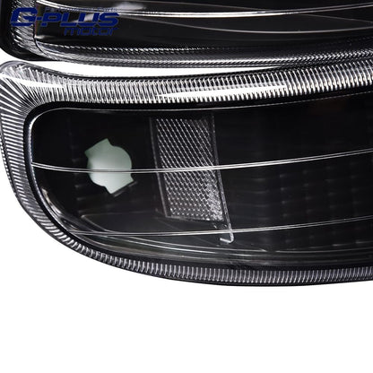 G-PLUS Headlight Assembly & LED 3rd Third Brake Light Compatible with Chevy Silverado GMC Sierra 1500 2500HD 3500 1999-2006 Chrome Housing Red & Clear Lens Black Housing Clear Reflector