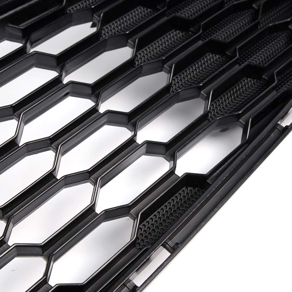 Front Upper & Lower Bumper Grill Mesh Hood Grille Replacement Black 2015-2017 Compatible For Ford Mustang GT 5.0L Without Emblem upgrade 2016
