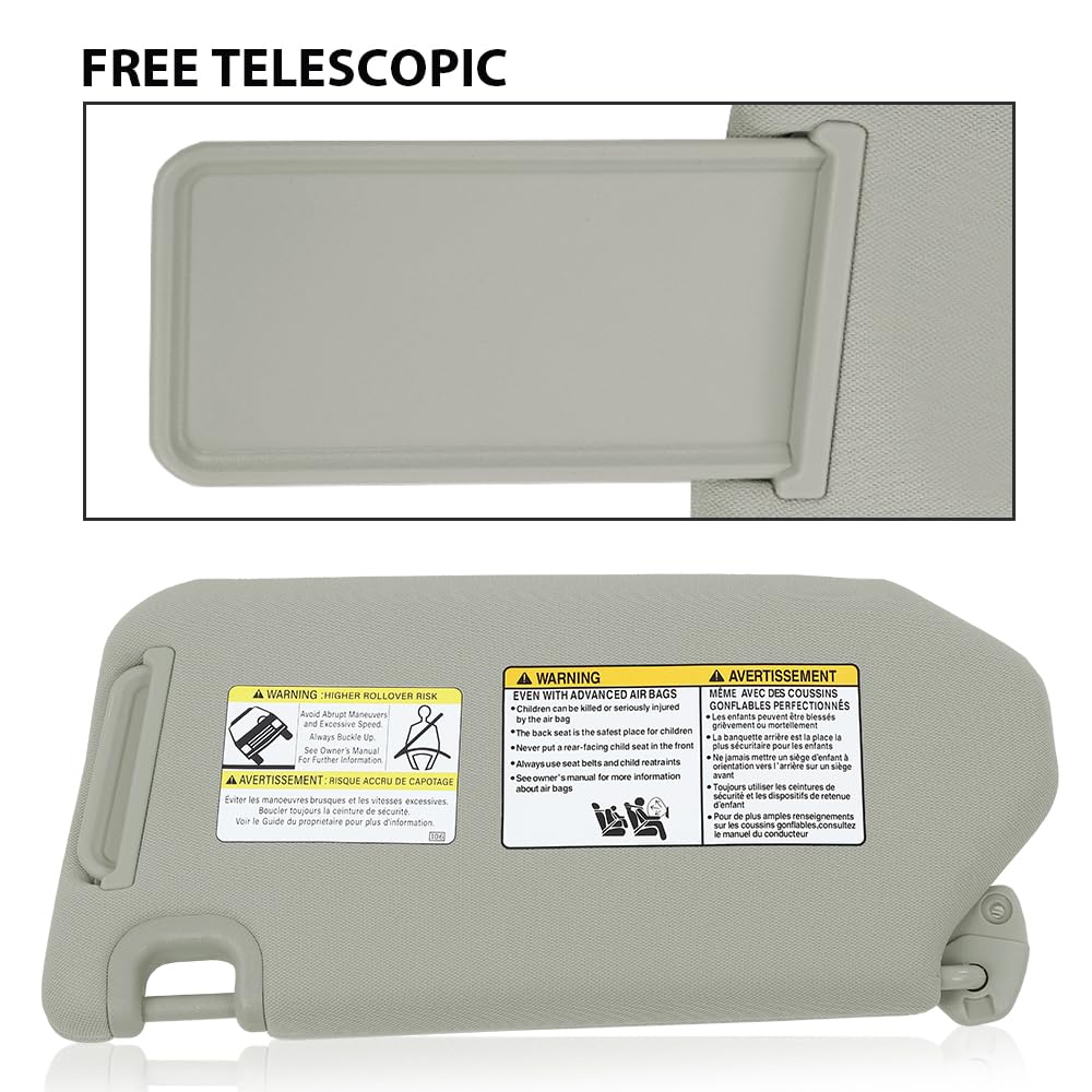 G-PLUS Gray Right Side Sun Visor with with Lights and Mirror Compatible with 2013-2018 Nissan Pathfinder (Platinum, SL, SV)/ 2014-2017 Infiniti QX60 96400-9PB0A