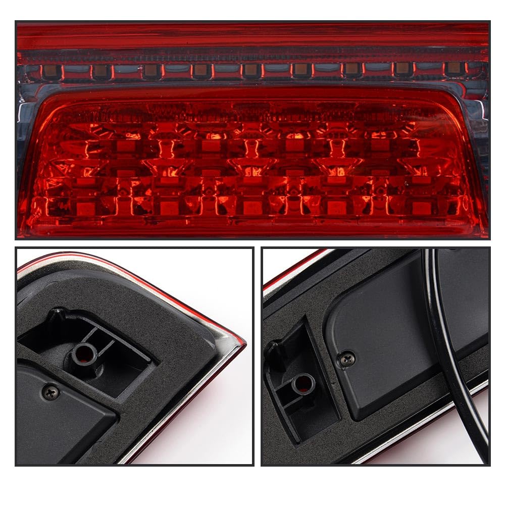 G-PLUS Rear LED Third Brake Light Compatible With Chevy Silverado/GMC Sierra1500/2500HD/3500 2014 2015 2016 2017 2018,3RD Cargo Led Tail Lamps Red Smoky lens Chrome Housing