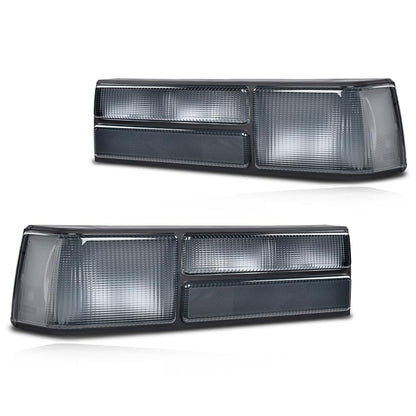 G-PLUS Taillights Taillamps Rear Brake Lights Left&Right w/o Bulbs Compatible with Ford Mustang 1987-1993,FO2800168, FO2801168 Smoky Lens Black Housing Faros Traseros Luces TraserasAssembly