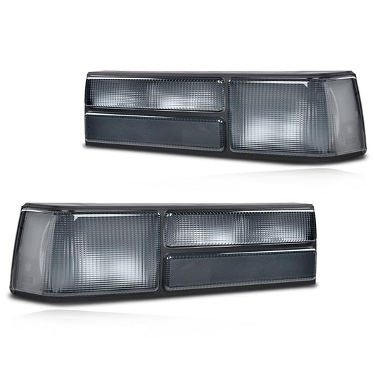 G-PLUS Taillights Taillamps Rear Brake Lights Left&Right w/o Bulbs Compatible with Ford Mustang 1987-1993,FO2800168, FO2801168 Smoky Lens Black Housing Faros Traseros Luces TraserasAssembly