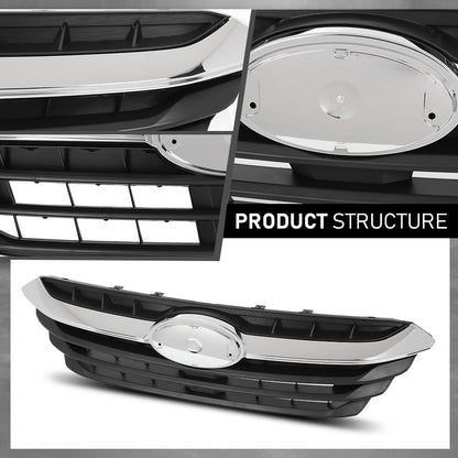 G-PLUS Front Grille Chrome & Black Compatible with Subaru Legacy 2013-2014 91121AJ13A, SU1200157