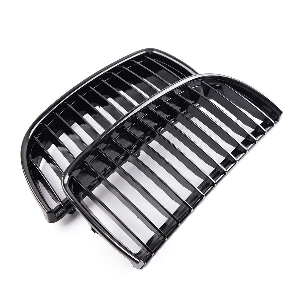 4PCS Set Front Bumper Kidney Sports Grille Hood Grills Replacement For BMW E90 E91 323i 328i 335i 330i 325i 3-Series Sedan Wagon 2005-2008 Gloss Black