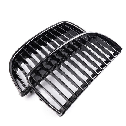 4PCS Set Front Bumper Kidney Sports Grille Hood Grills Replacement For BMW E90 E91 323i 328i 335i 330i 325i 3-Series Sedan Wagon 2005-2008 Gloss Black
