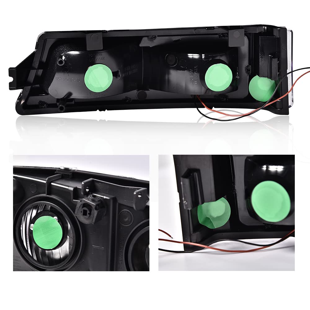 G-PLUS LED Headlights, Compatible with Chevy SIlverado/Avalanche 1500 2500 2003-2006 Left & Right Bumper Headlamps, Smoky Lens Black Housing Clear Reflector,faros delanteros