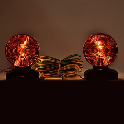 G-PLUS Universal 12V Magnetic Towing Light Kit Tail Lights Turn Signal Lamp Kit 20' 55lb Magnetic Strength, Red & Amber
