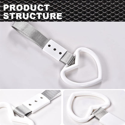 G-PLUS JDM Tsurikawa Ring Heart Subway Train Bus Car Handle Hand Straps Drift Charm,Rear Bumper Warning Ring (White)
