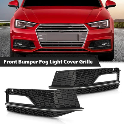 G-PLUS Fog Light Lamp Chrome Cover Bezel Pair Compatible with Audi A4 S-line S4 2013-2015/ Only fit for S-line Bumpers/Not fit Standard Bumpers 8K0807681L, 8K0807681N, 8K0807682L, 8K0807682N Black