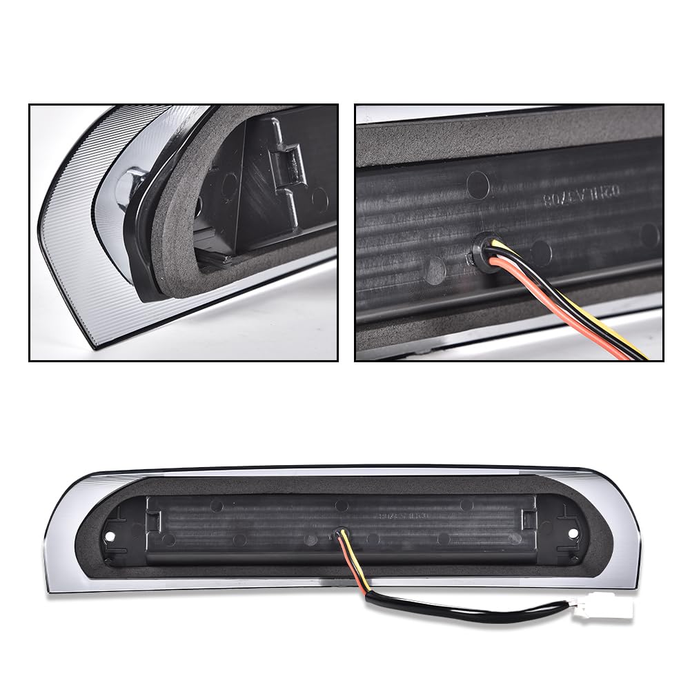 G-PLUS LED Third Brake Light Compatible With 2002-08 Dodge RAM 1500/2003-09 Dodge RAM 2500 3500 3RD LED Bar Brake/Cargo Lamp,Type I (Chrome Housing Smoky Lens)
