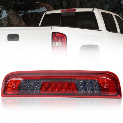 G-PLUS Rear LED Third Brake Light Compatible With Chevy Silverado/GMC Sierra1500/2500HD/3500 2014 2015 2016 2017 2018,3RD Cargo Led Tail Lamps Red Smoky lens Chrome Housing