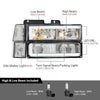 G-PLUS Corner Headlights w/Bulbs Fit GMC Yukon C/K1500 C/K2500 Suburban 1994-1999,Fit GMC C2500 C3500 K2500 K3500 1994-2000 Clear Lens Chrome Housing Clear Reflector Bumper Headlamps,faros Assembly