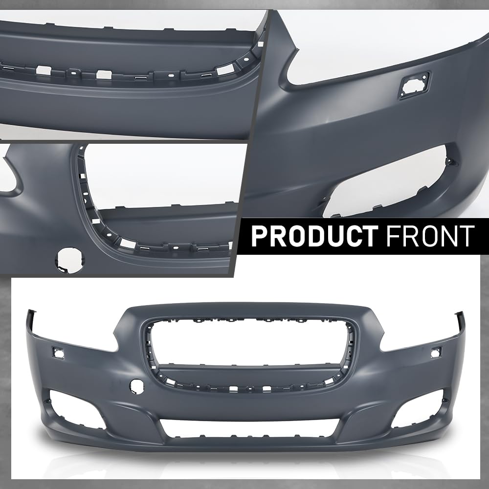 G-PLUS Front Bumper Cover Compatible with Jaguar XJ 2011-2015, Fit Jaguar XJR (Submodel: Base, L) 2014 2015, w/o Parking Aid Sensor Holes, C2D5370XXX, JA1000148, Black