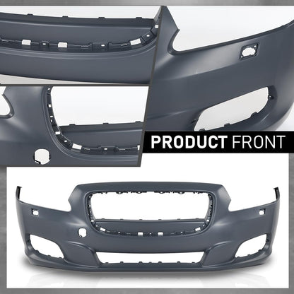 G-PLUS Front Bumper Cover Compatible with Jaguar XJ 2011-2015, Fit Jaguar XJR (Submodel: Base, L) 2014 2015, w/o Parking Aid Sensor Holes, C2D5370XXX, JA1000148, Black