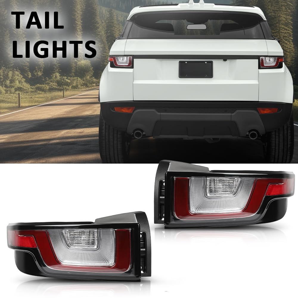 G-PLUS LED Tail Lights Rear Brake Lamps Compatible with Range Rover Evoque 2012-2018 Pair LR025146, LR025147 Luces Traseras Rear Brake Lamps Assembly