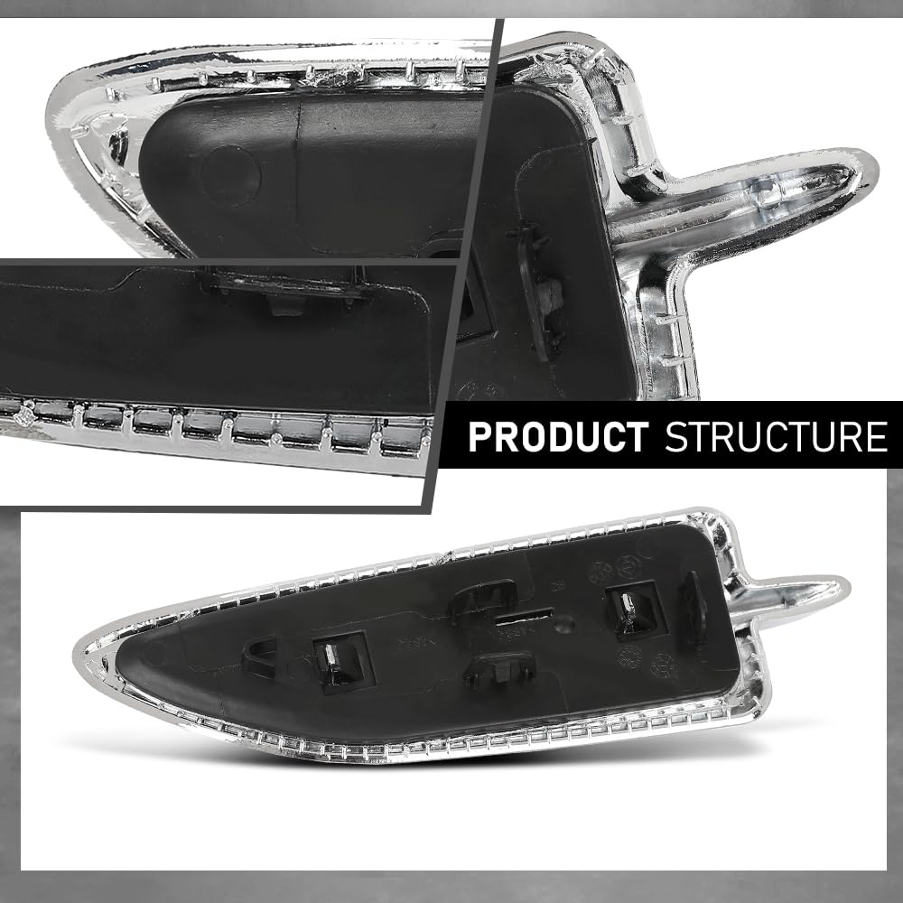 G-PLUS Pair Fender Vent Insert Chrome Molding Trim, Compatible with Ford Escape 2013-2015, LH Driver & RH Passenger Side, CJ5Z16228AB, CJ5Z16228AA, FO1267100, FO1266100