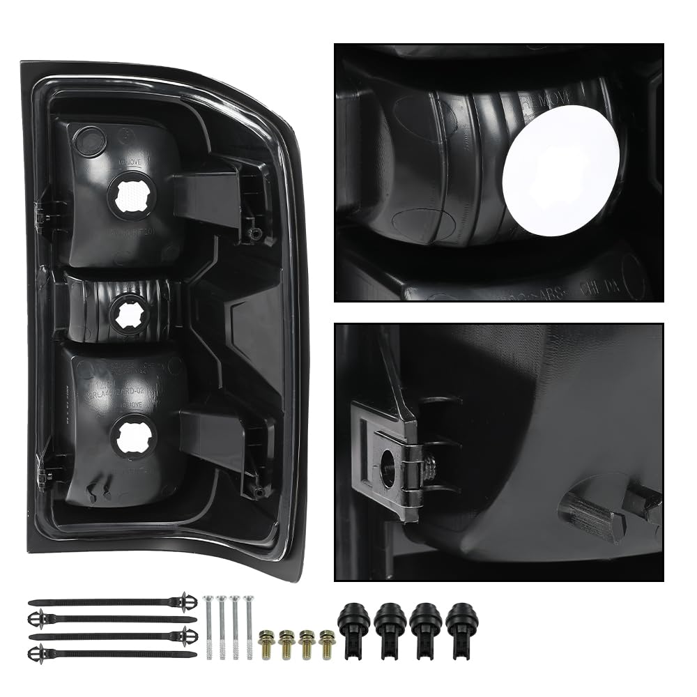 G-PLUS Tail Lights Assembly w/Bulbs Fit Chevy Silverado 2500 HD 3500 HD/GMC Sierra 3500 HD 2016 2017 2018 2019 Left & Right Rear Brake Lamps w/o Wiring Harness, 23295939 23295938, Clear Lens
