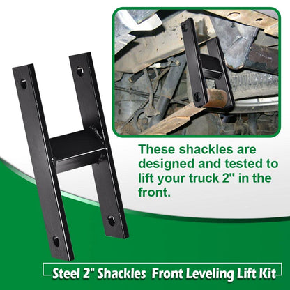 G-PLUS 4x4 Steel 2" Shackles Front Leveling Lift Kits Parts Compatible With1999-2004 Ford F250 F350 4WD