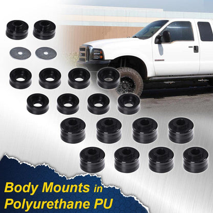 G-PLUS Body Mounts in Polyurethane PU Compatible with 1999-2017 F250 F350 Super Duty 2WD/4WD,Body Cab Mounts Bushings Kit (Black)