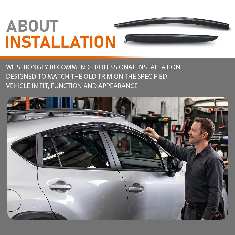 G-PLUS Out-Channel Window Vent Visor Deflectors Tape-On Side Rain Guards Compatible with Subaru Crosstrek 2024-2026 Base Premium Sport Limited 4 PCS Smoky