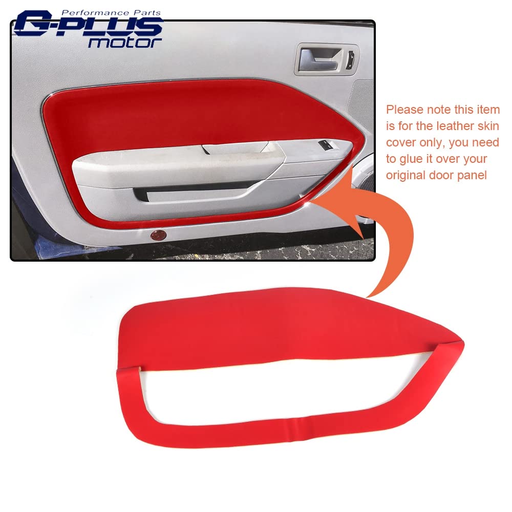 G-PLUS Compatible with 2005 2006 2007 2008 2009 Ford Mustang Red Synthetic Leather Door Panel Insert Card Covers Kit Replacement