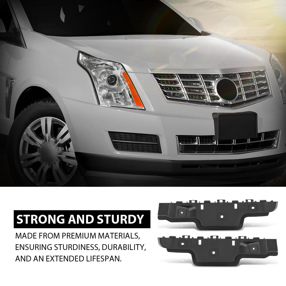 G-PLUS Bumper Bracket Front Left & Right Upper Stiffener Compatible with Cadillac SRX (submodel: Base, Luxury, Performance, Premium) 2010-2016 GM1043113, GM1042113, 22806471, 22806472 Black