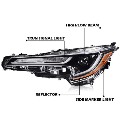 G-PLUS Headlight LED Compatible with Toyota Corolla L LE 2020 2021 DRL Left Diver Side Headlamp Clear Lens Chrome Housing Amber Reflector Bumper Headlamps,faros delanteros