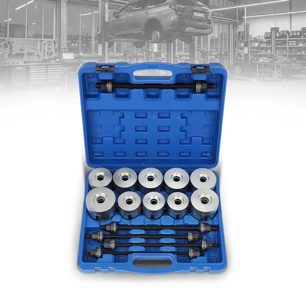 G-PLUS Universal Press & Pull Sleeve Kit Bush Bearing Removal Insertion Tool Set Compatible with Cars, LGV and HGV Silver