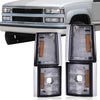 G-PLUS Corner Light Fit 1994-2000 Chevy CK/C10 1500 2500 3500 2WD,(ONLY For Composite Headlights) Signal Side Marker Lamps Smoky Lens Chrome Housing Amber Reflector Bumper Headlamps,faros Assembly