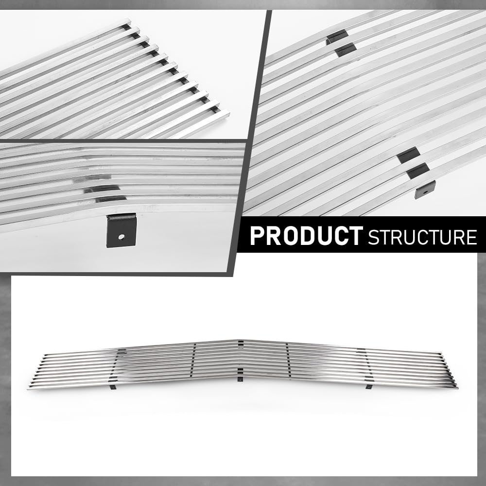 G-PLUS Upper Chrome Billet Grille Grill Insert Compatible with Chevy Blazer 1991-1994 / Chevy S10 1991-1993 Phantom Grille C85232A Silver