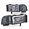 G-PLUS LED Headlights Assembly Fit Dodge Ram 1500 1994-2001/Fit Dodge Ram 2500 3500 1994-2002(Not fit Ram Sport) Headlamps w/o Bulbs Smoky Lens Chrome Housing Clear Reflector,faros delanteros
