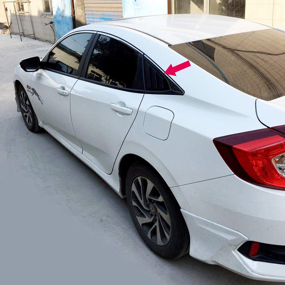 2pcs Window Louvers Cover Scoop Vent Sun Shade Fit for 2016-2018 Compatible for Honda Civic 10TH Sedan 4 Door Side ABS Window Louvers Cover Sun Shade 2016 2017 2018 16 17 18