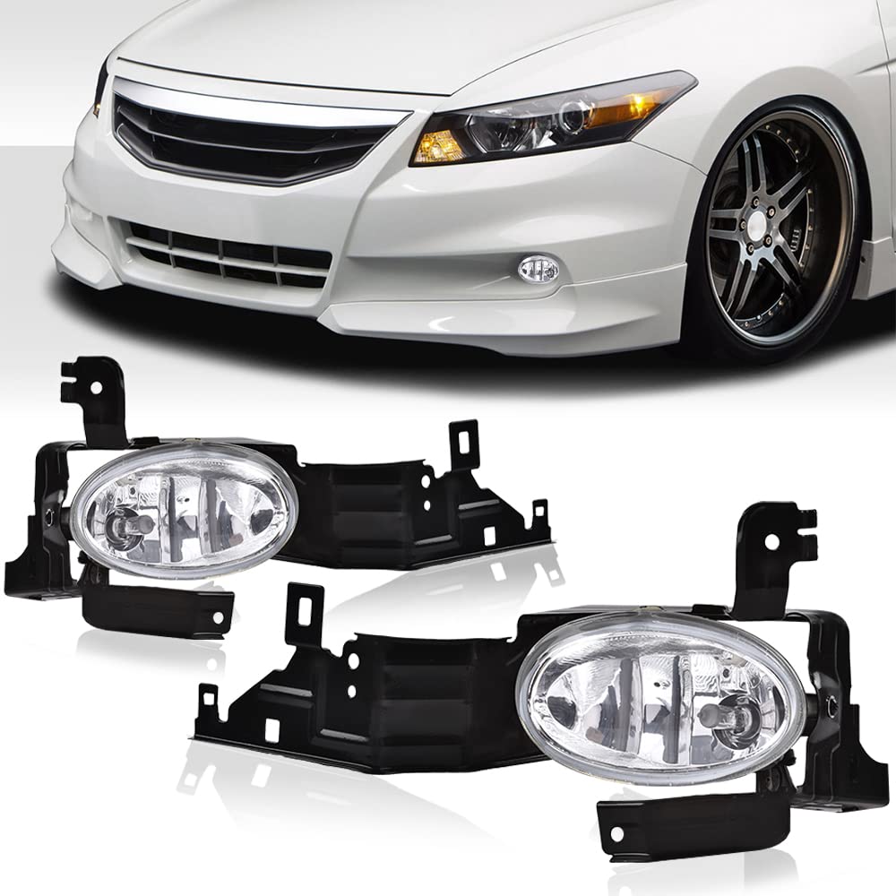 G-PLUS Bumper Fog Lights, Compatible with Honda Accord Sedan 2011 2012 Clear Lens Fog Lamps w/Switch Driver & Passenger Side