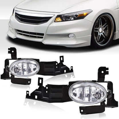 G-PLUS Bumper Fog Lights, Compatible with Honda Accord Sedan 2011 2012 Clear Lens Fog Lamps w/Switch Driver & Passenger Side