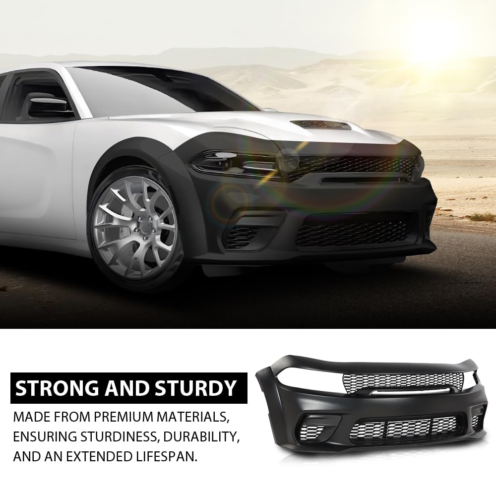 G-PLUS Front Rear Bumper Body Kit Compatible with Dodge Charger SRT Style 2015-2023 Widebody Full Bumper Replacement Assembly
