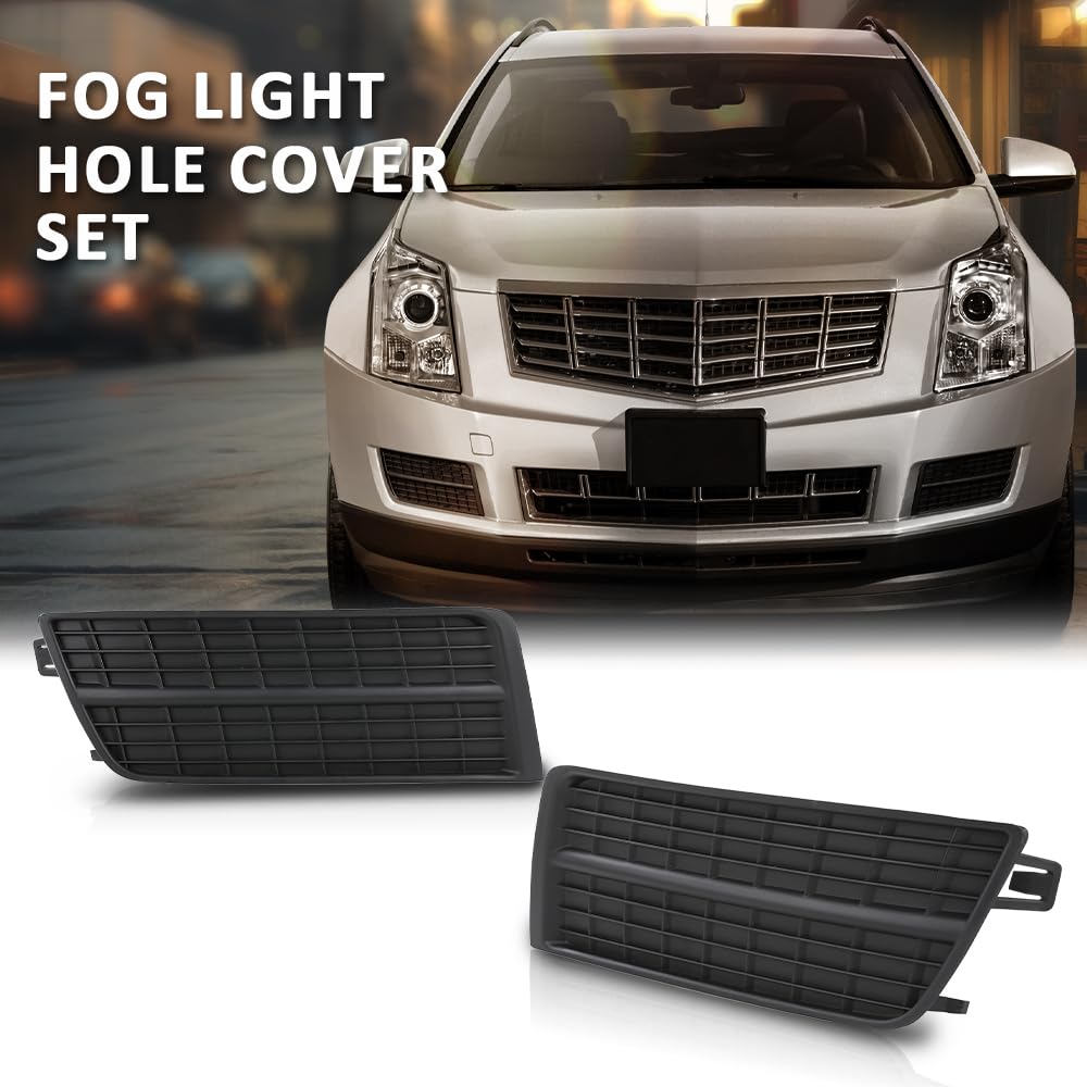 G-PLUS Fog Light Lamp Cover Black Hole Driver and Passenger Side Compatible with Cadillac SRX 2010-2016 GM1038126 GM1039126