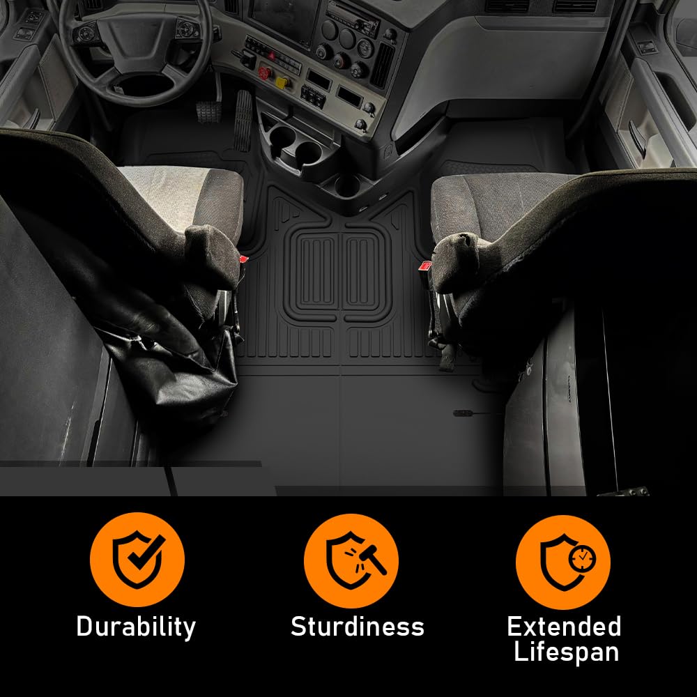G-PLUS TPE Floor Mats Fit Freightliner Cascadia 116 126 New Body Style 2018-2025 Models Truck Accessories Cargo Liners All Weather Protection Black Alfombras para Carro