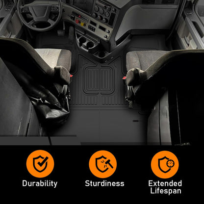 G-PLUS TPE Floor Mats Fit Freightliner Cascadia 116 126 New Body Style 2018-2025 Models Truck Accessories Cargo Liners All Weather Protection Black Alfombras para Carro