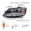 G-PLUS Headlights Headlamps w/Bulbs Left + Right Compatible with Volkswagen Jetta 2011-2018 5C7941005, 5C7941006,Clear Lens Chrome Housing Amber Reflector