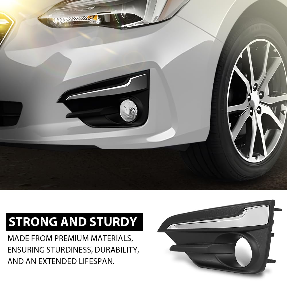 G-PLUS Front Left Fog Light Bezel Cover, Compatible with Subaru Impreza 2017-2019, Fit Models W/Chrome Trim, Driver Side, 57731FL050, SU1038113